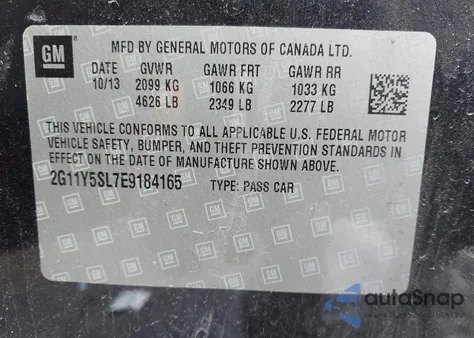 2014 Chevrolet Impala 1Ls from USA, damaged, VIN 2G11Y5SL7E9184165